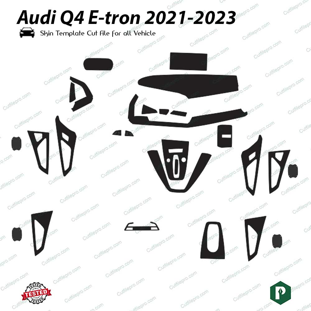 Audi Q4 E-tron 2021-2023 Car Interior Ppf Or Wrap Template Vector