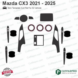 Mazda CX3 2021 - 2025 Car Interior PPF or Wrap Template Vector