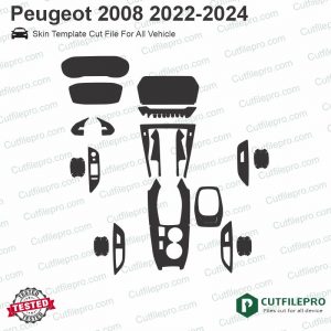 Peugeot 2008 2022-2024 Car Interior PPF or Wrap Template Vector