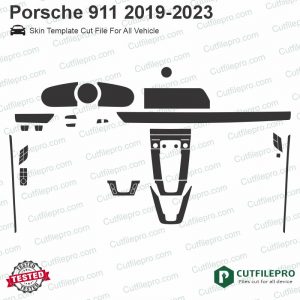 Porsche 911 2019-2023 Car Interior PPF or Wrap Template Vector