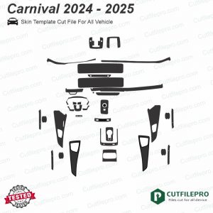 Kia Canival 2024 - 2025 Car Interior PPF or Wrap Template Vector