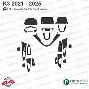 Kia K3 2021 - 2025 Car Interior PPF or Wrap Template Vector